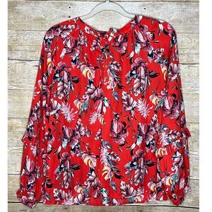 BUCKLE BLACK FLORAL BOHO CASUAL CLASSY FLOWY EVERYDAY NORMAL BLOUSE SZ. SMALL
